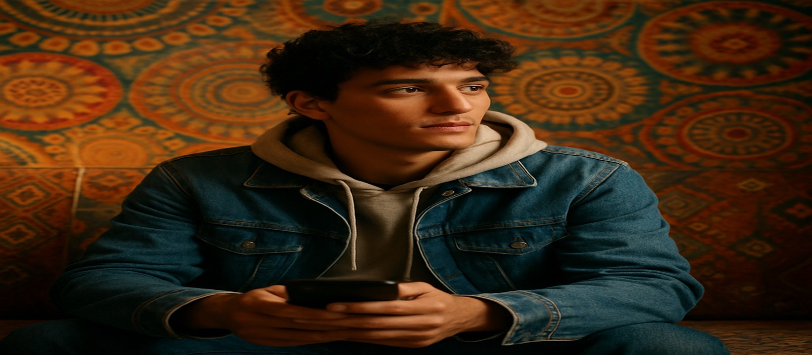 একজন ব্যক্তি সোফায় বসে স্মার্টফোনে 456bed অ্যাপ চালিয়ে যাচ্ছেন।